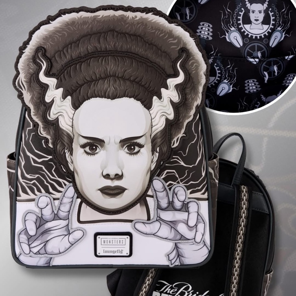 Loungefly Universal Monsters Exclusive The Bride Of Frankenstein Glow Mini Back